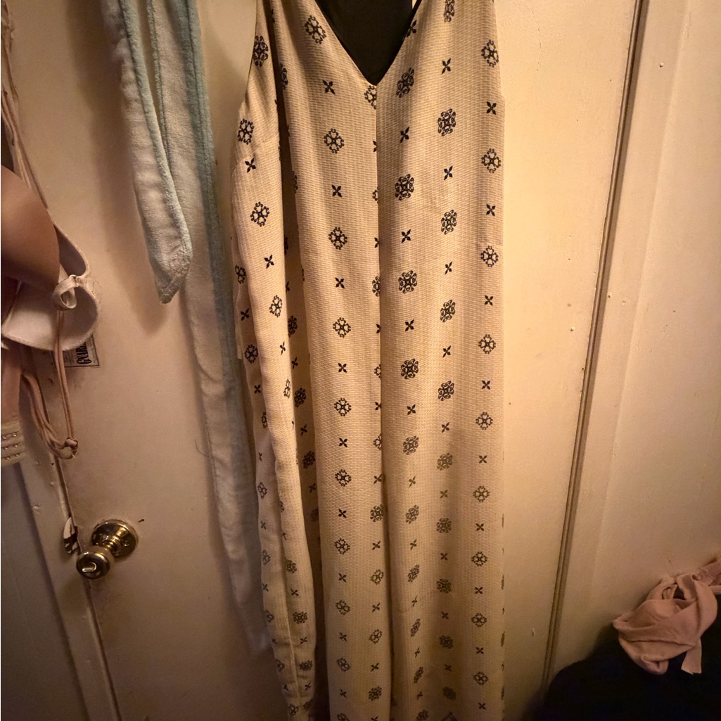 Elegant Cream Patterned Jumpsuit